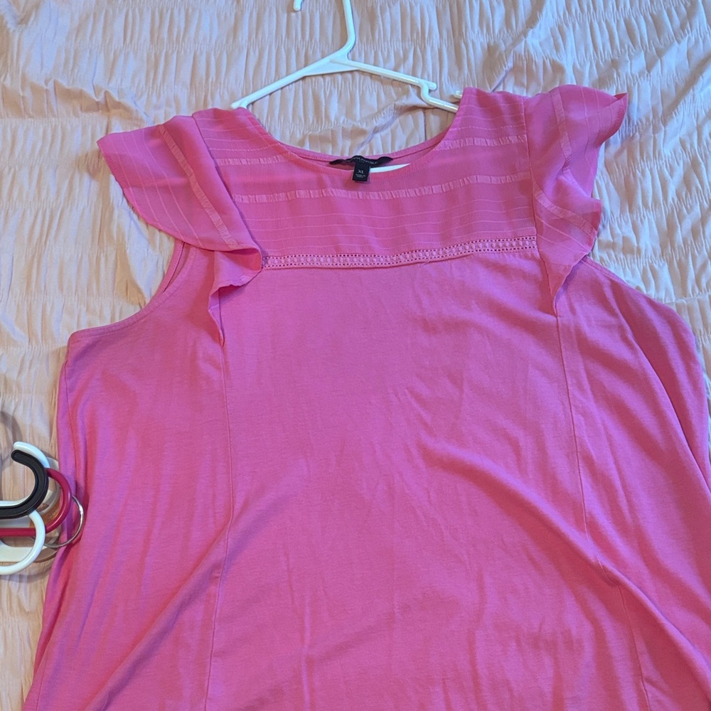 Banana Republic Bright Pink Ruffle Sleeve Blouse